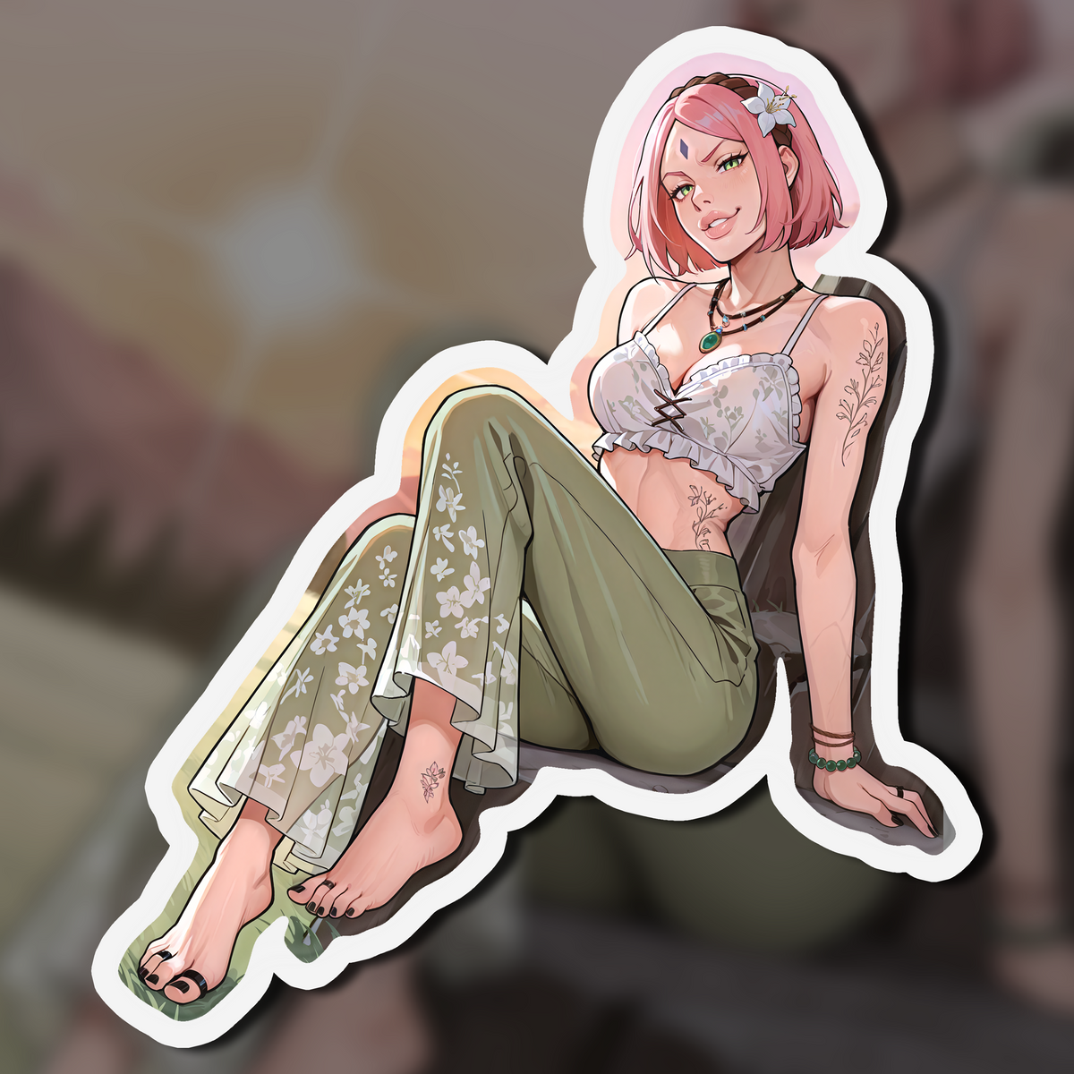 Hippie Girls Feet 06, Sakura V1 | Kiss-Cut Sticker