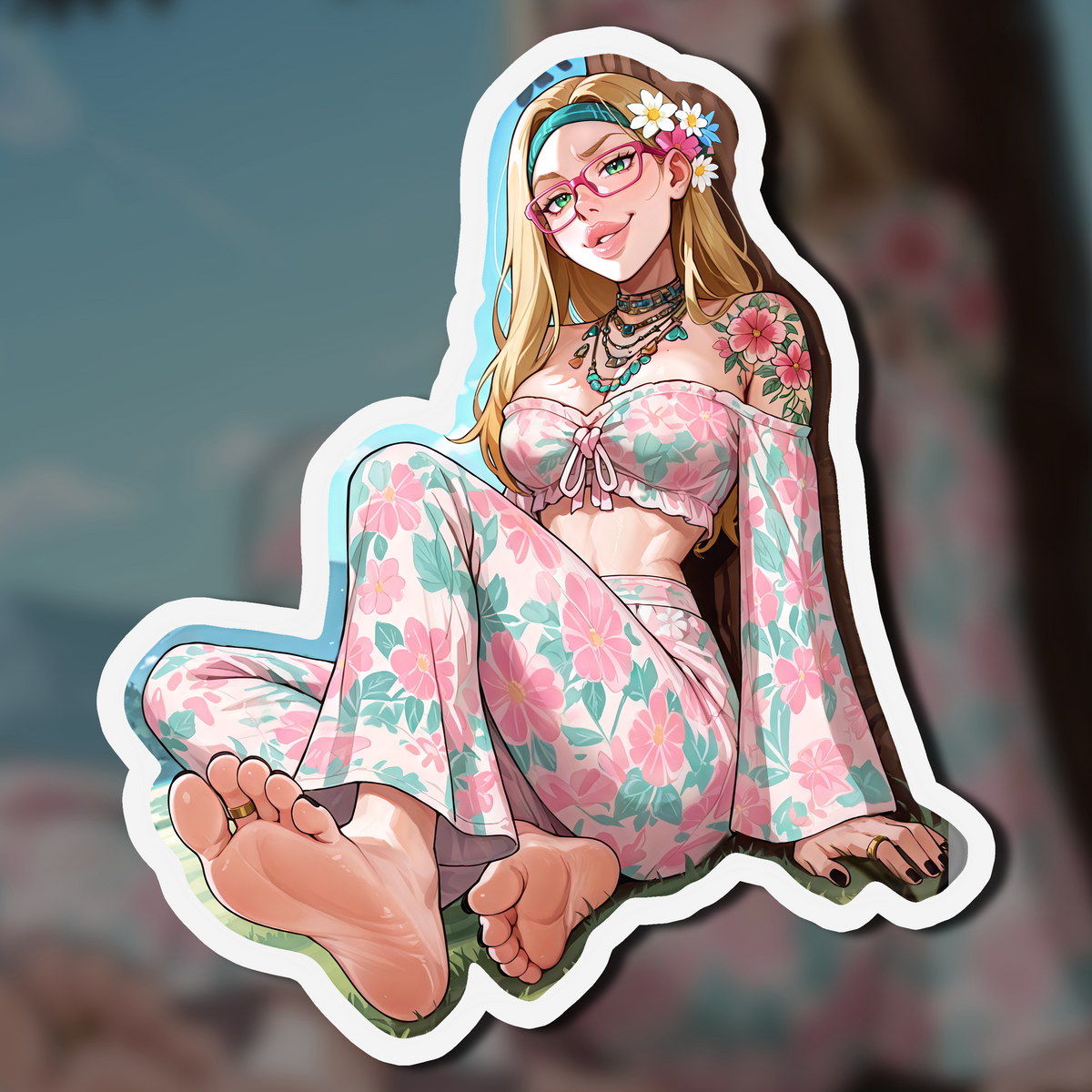 Hippie Girls Feet 08, Honey Lemon V1 | Kiss-Cut Sticker